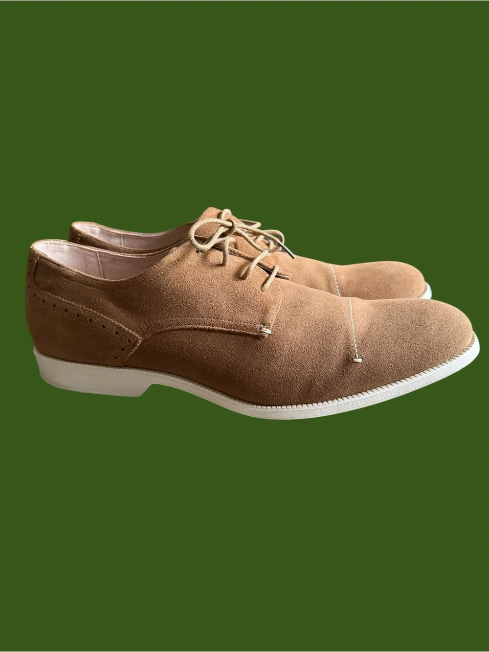 Stacy Adams Men’s Khaki Suede Derby Shoes Size 14M Light Academia
